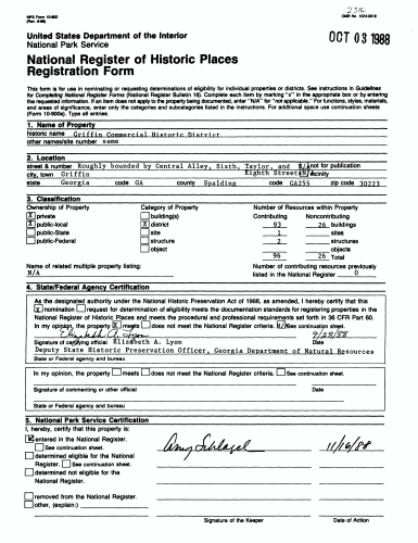 Commercial Historic District report first page