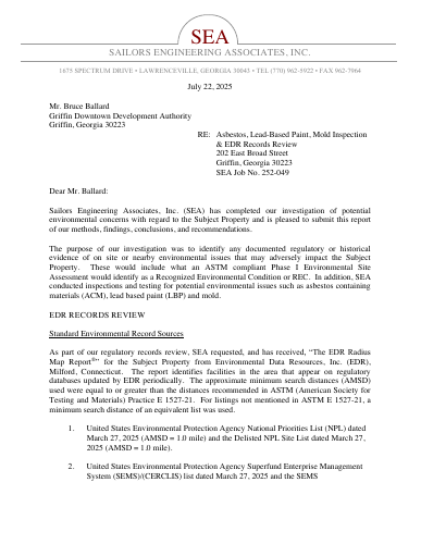 Heck Chapel Environmental Services Report first page